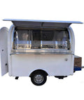 Ready To Roll Custom Mobile Food Truck Trailer With Commercial Kitchen featuring stainless sink and large serving window.