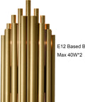 Close-up of E12 bulb holder on modern metal wall lamp with two light brass wall sconces in stainless steel finish dope living room wall lighting.