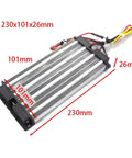 Heavy Duty AC 220V Electric Ceramic Square Heating Element 1KW 2KW dimensions 230x101x26mm with electrical connections.