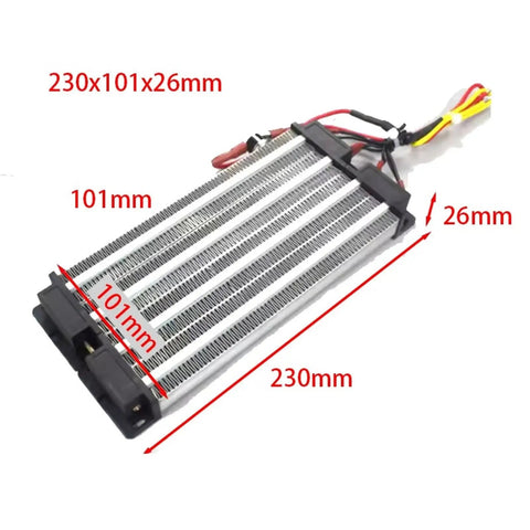 Heavy Duty AC 220V Electric Ceramic Square Heating Element 1KW 2KW dimensions 230x101x26mm with electrical connections.