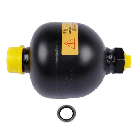 Diaphragm Accumulator 20 Cu In 0.32 L High Pressure 4786 Psi With G1/2 Thread for hydraulic systems, black body with yellow caps