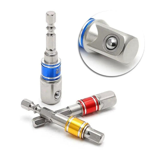 Turns Your Drill Into a High Speed Nut Driver With This Impact Grade Socket Adapter Set 1/4 To 1/2 Inch Drive, red, blue, yellow adapters