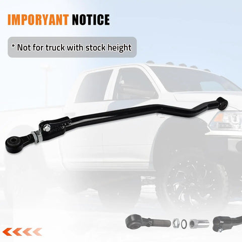 Dodge Ram Adjustable Front Track Bar for 2003-2013 0-3 Inch Lift 2WD 4WD Heavy Duty Panhard Bar Suspension Upgrade Restores Front Axle Alignment and Fixes Death Wobble, black steel track bar for lifted Ram trucks