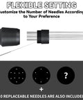 Magnetic WDT Tool For Espresso Machines With Aluminum Alloy Build, Blunt Polished Needles, And Magnetic Storage On A Stand, replaceable needles shown