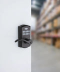 SmartCode 955 Pembroke 10 Button Keypad Electronic Lever With Keyless Entry For Busy Commercial Doors Matte Black Finish