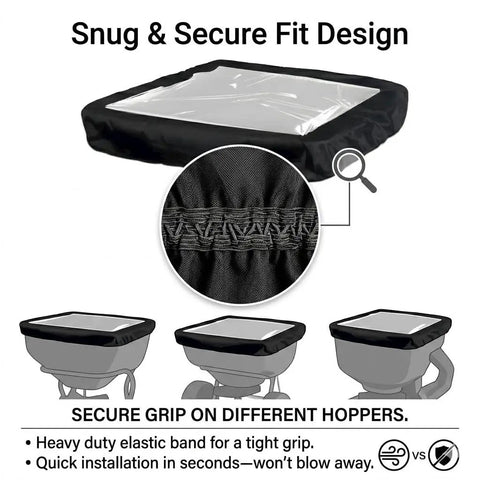 Rugged Heavy Duty Outdoor Fertilizer Spreader Cover With Clear Viewing Window Waterproof 420D Polyester All Weather Hopper Shield with snug fit design
