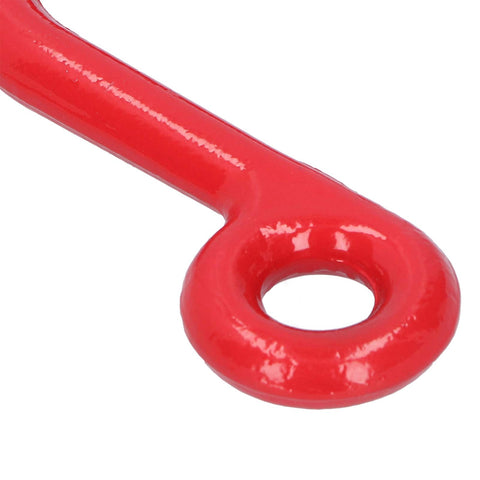 Close-up of Heavy Duty Alloy Steel Eye Lifting Hook With Safe Grab Design, 1 Ton Capacity, Industrial Crane Hook in red