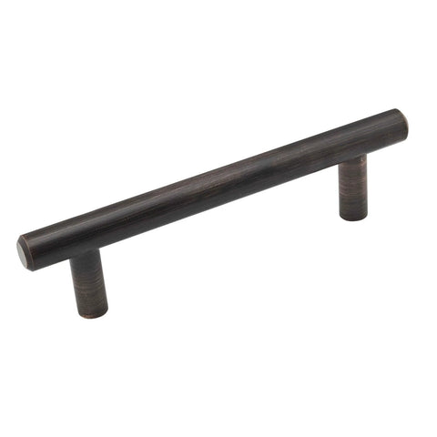 Oil Rubbed Bronze Euro Style Cabinet Drawer Pull 4-1/4 Inch Center to Center, solid metal handle