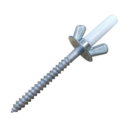 Close-up of anchor bolt and washered wing nut from 25 Pack 1/4-20 X 2-1/4 Inch Hurricane Anchor Kits For Window Shutter Panel Mounting And Fastening