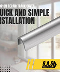 Snap On One Quarter Inch Stainless Steel Sliding Glass Door Track Cover Repair For Patio Doors Replacement Track Cover To Fix Worn Tracks And No More Sticking Doors And Get Smooth Gliding 6 Feet Long, illustrated against a home interior with large window and couch
