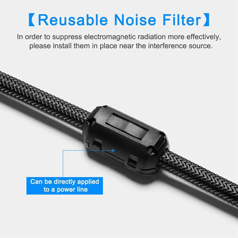 12 Pack RFI EMI Noise Suppressor Cable Clips With Clip On Ferrite Ring Core Filters For 5mm Cables Black Boost Your Signal Clarity Cut Interference Faster Data Transmission Durable Plastic Housing on cable