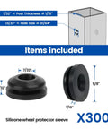 Diagram of 300 Pack Black Silicone Cable Railing Grommets For Level And 25 30 35 Degree Stairs with dimensions