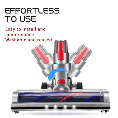 Soft Roller Floor Head With LED Headlights For Dyson V7 V8 V10 V11 Cordless Stick Vacuums showcasing design for easy maintenance.