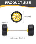 7-Spoke Yellow Black Wheel And Tire Set With Real Riders Rims And Axles For 1/64 RC Diecast Cars And DIY Models dimensions