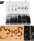 300 Piece Circlip Assortment Set With External 304 Stainless Steel Retaining Clips For Axles And Shafts Nine Sizes For Replacement Projects Easy Slip On E Clip Kit For Automotive And Machinery in transparent case