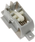 WE01X31004 Latch Replacement for General Electric Dryers, heavy-duty repair part, close-up of latch mechanism, gray and white.