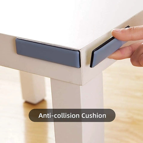 8 Piece Rectangle Furniture Glides Self Adhesive Sliders 25mm By 100mm Floor Protectors shown on table edge to prevent collisions