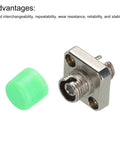 Fiber Optic Coupler FC To FC/APC Square Flange Single Mode Simplex Adapter with cap, for fast telecom and internet connectivity.