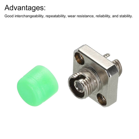 Fiber Optic Coupler FC To FC/APC Square Flange Single Mode Simplex Adapter with cap, for fast telecom and internet connectivity.