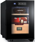 16 Liter Cigar Humidor With Heating And Cooling Control, Quiet Thermostatic Cooler Cabinet for up to 100 cigars, black design front view