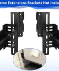 Four Piece Black Headboard Adapter Brackets Straight Shoot Install Bed Rail Hooks Adjustable Steel Connectors Built Different For Rock Solid Connections showing installation details.