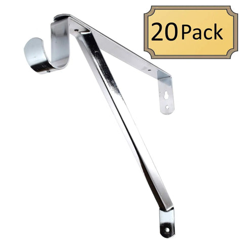 Heavy Duty Adjustable Closet Rod And Shelf Support Brackets, Chrome Plated Steel Wall Mounts, mounted angle view, 20 pack
