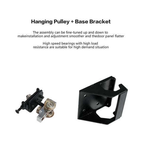 Motorized Flush Hidden Sliding Barn Door Hardware Kit For 47.2 To 59 Inch Doors, aluminum hanging pulley and base bracket