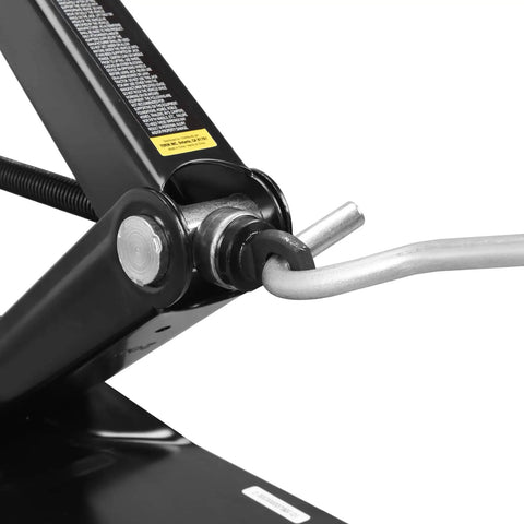Close-up of Compact Steel Scissor Lift Jack For Cars, 1.5 Ton (3,000 Lb) Capacity, Collapsible And Rugged Utility Jack, Black