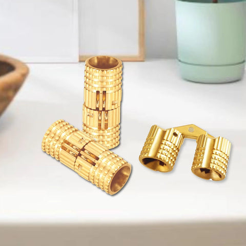 Hidden Brass Cabinet Hinges 8 Mm, 8 Pack With 32 Screws, Concealed 180 Degree Opening For DIY Jewelry Boxes, Handcrafted Projects