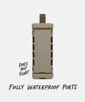 Side view of Ranger Outdoor Bluetooth Speaker 5.4, Rugged IP67 Waterproof, Shockproof, Tan, showing waterproof ports