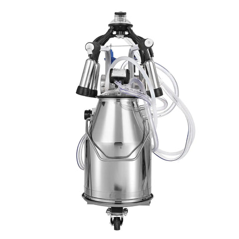Hands Free Goat Milking Machine With 12 L Stainless Steel Bucket, 550W Electric Pulsation Vacuum Milker, clear front view