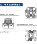 Close-up view of Rear Wheel Hub and Bearing Assembly For 1999 Through 2003 Acura TL And 1998 Through 2002 Honda Accord V6 Models Rear Disc Compatible OEM Grade Replacement