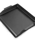 17 By 13 Inch Cast Iron Griddle For Gas Grills And Stovetops, rectangular matte enamel finish, angled view, durable design