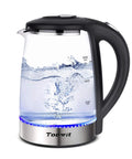 Clear Glass Electric Kettle 2L Fast Boil With Auto Shut Off Boil Dry Protection BPA Free Stainless Steel Lid And Base No Fuss Quick Hot Water For Tea Coffee At Home Office Kitchen