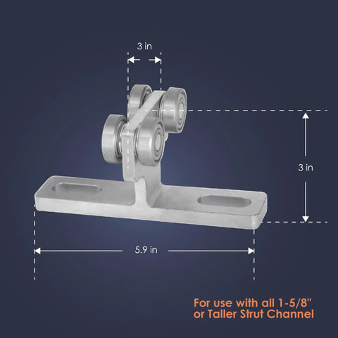 Beefy 4 Wheel Electric Hoist Trolley Assembly For 1.625 Inch And Up Strut Channels Steel Strut Channel Accessory