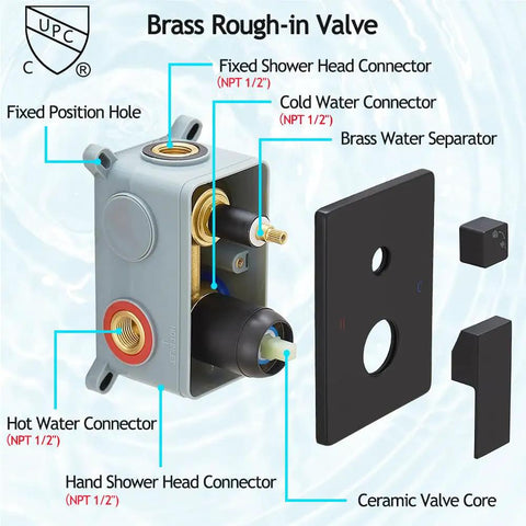 Level Up Your Daily Wash With This Matte Black Shower System Featuring An 8 Inch High Pressure Rain Head And Handheld Wall Mount Faucet Set With Rough In Valve Trim For A Smooth Install That Hits Different