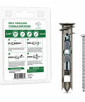 Heavy Duty No Fuss Easy Anchor Toggle Bolts And Screws Kit With Extra Zinc Coating Two Pack with instructions and components shown