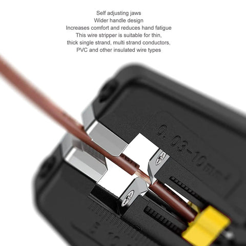 Lvifloae Automatic Wire Stripper Tool Labor Saving Adjustable Cord Peeling Pliers for Electrician stripping wire with self-adjusting jaws.