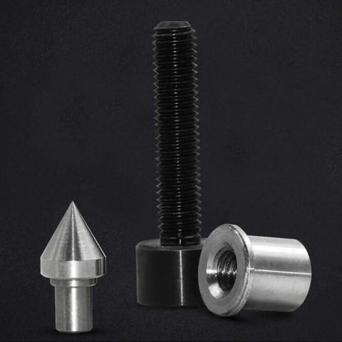 Slick Live Bearing Tailstock Center And Drill Chuck Adapter Kit For Mini Lathe showing steel centers and adaptors for precision wood turning.