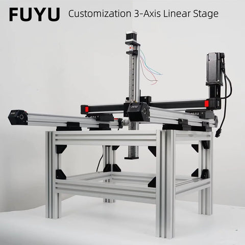 FUYU FPB60 belt-drive linear stage on aluminum CNC frame with a NEMA 24 motor, 1000mm stroke