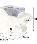 Automatic Cookie Press Machine With Eight Replaceable Nozzles, Electric Biscuit Maker, dimensions labeled, baking tool