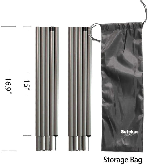 Heavy Duty Steel Tent Pole Replacement Set With 75 Inch Adjustable Rods, 0.6 Inch Diameter, 2 Pack, storage bag included