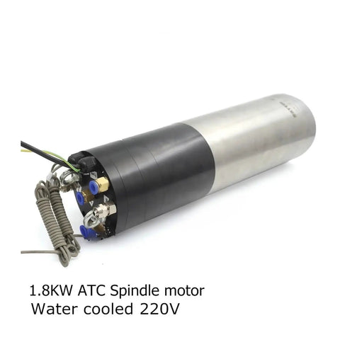 Heavy Duty 1.8KW ISO20 Water Cooled CNC Spindle With Automatic Tool Changer 24 Position Magazine 220V side view of spindle motor