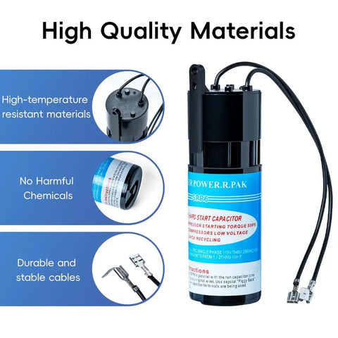 Hard Start Kit For Air Conditioners That Cranks Up Five Hundred Percent Starting Torque, 115V To 277V Universal Capacitor