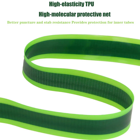 Fat Bike Tire Liner With Self Adhesive Backing 110mm Wide TPU Puncture Protector Insert showing high-elasticity TPU material