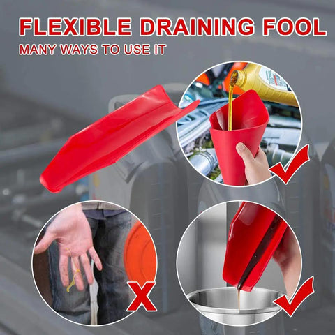 Flexible NBR Oil Drain Tool Funnel That Bends Into Any Shape No Spill Reusable Oil Filter Funnel Portable Draining Gadget For Cars And More 14.6 Inch Long 6.7 Inch Wide No Mess.