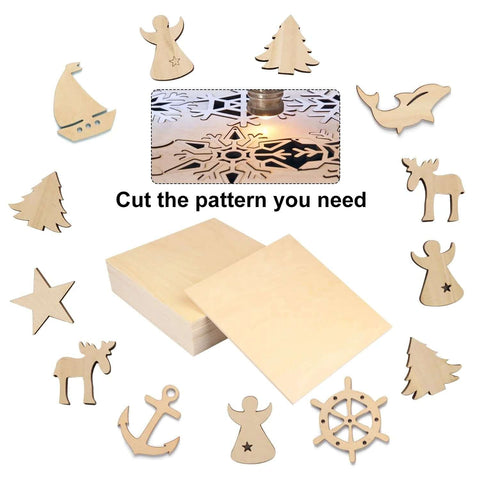Basswood boards set: 18 pieces of 12-inch square, 1/4 inch thick, natural wood for laser/CNC cutting and wood engraving