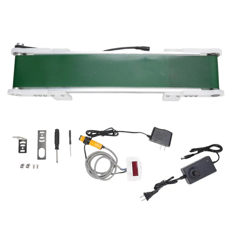 Mini Electric Conveyor Belt With Adjustable Speed 0-116 RPM PVC Belt and accessories for food electronics pharma automation