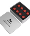 Gravity KS 30mm Mechanical Pushbuttons With Silent Linear Shafts, Snap In Mount in packaging, view of 8 arcade button replacements