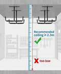 Overhead Ceiling Hooks Rack Heavy Duty Steel Storage Hangers For Garage And Workshop Holds Up To 80 Lbs Dual Arm EVA Padded Design